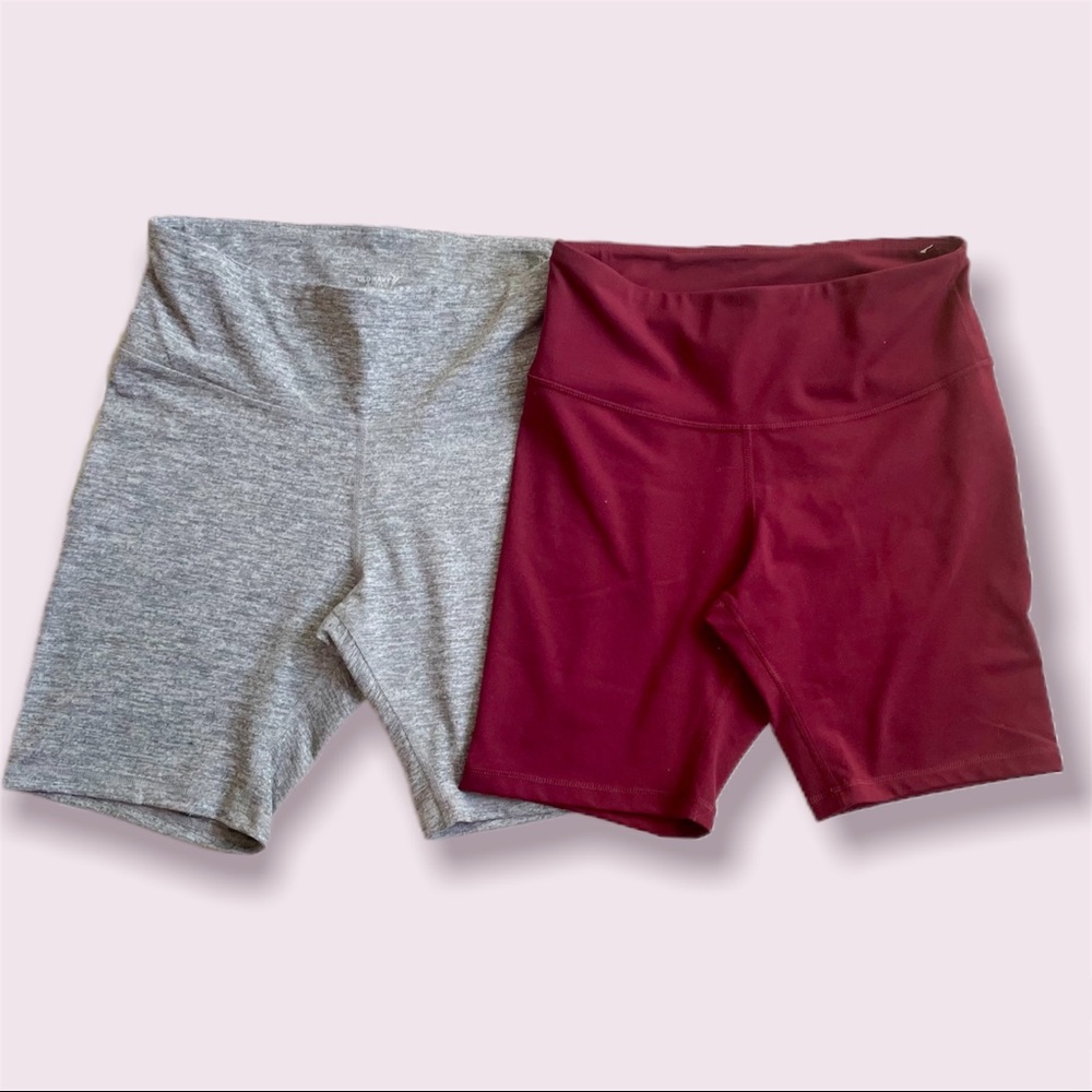 2 pairs Old navy active gray and red bike shorts